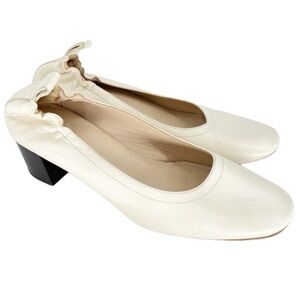 Everlane The Day Heels Ivory Bone White On‎ Italian Leather Shoes Womens 10
